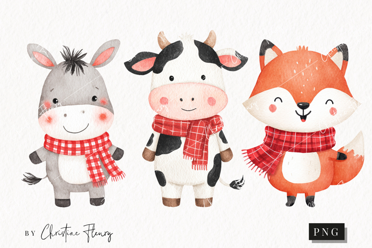 Cute Fall Animals With Scarf | Fall PNG
