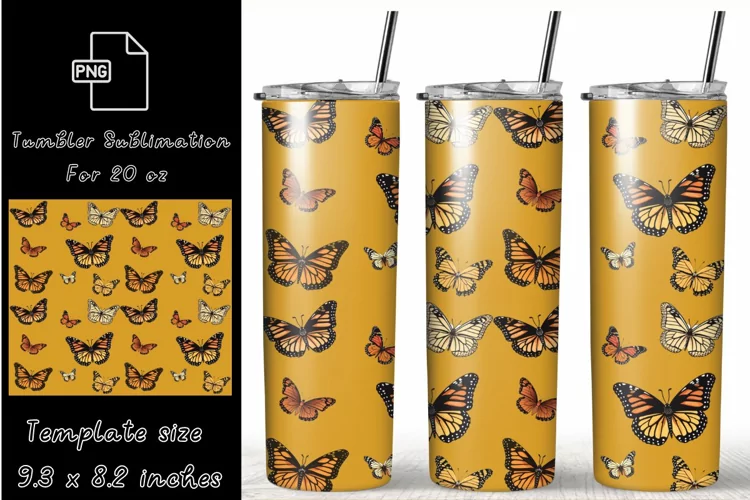 Vintage Butterfly 20 oz Tumbler Wrap Sublimation