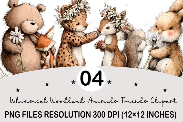 Whimsical Animals Friends Clipart Valentines Day PNG