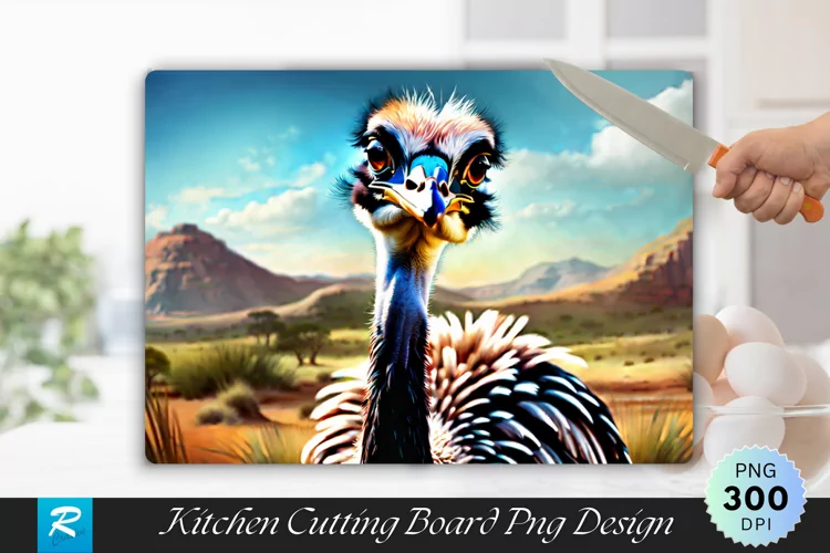 Ostrich Background Cutting Board sublimation Design
