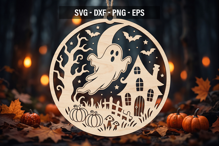 Halloween Ghost SVG | Haunted House Laser Cut File