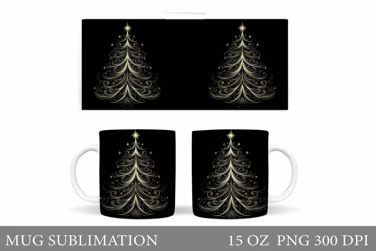Christmas Tree Mug Design. Christmas Tree Mug Sublimation