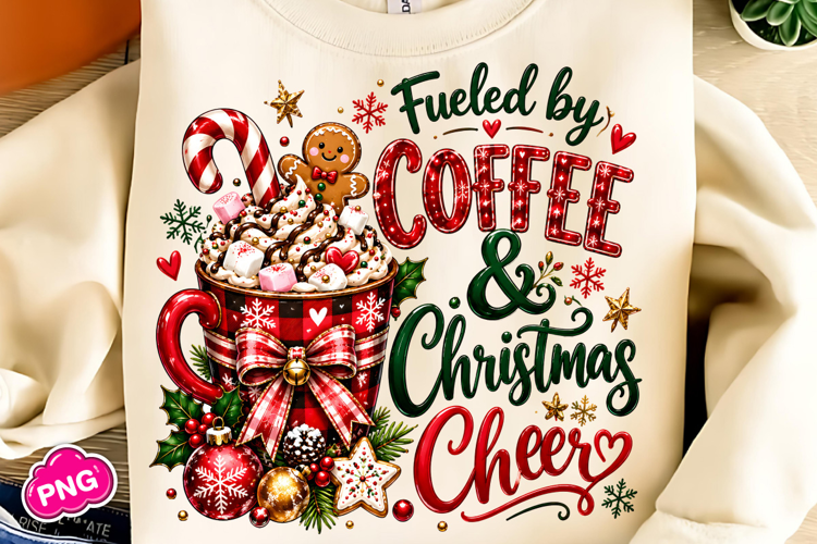 Fueled By Coffee And Christmas Cheer PNG, Christmas PNG