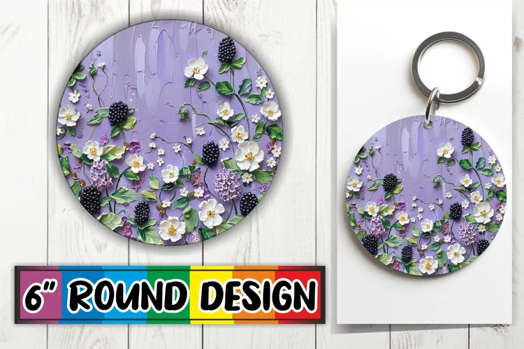 Blooming Flowers Round Keychain Design