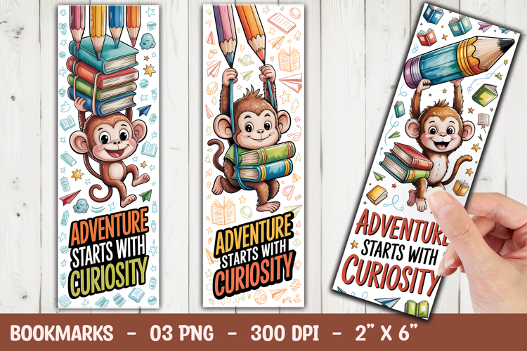 Monkey Back to School Animal Bookmark Sublimation PNG