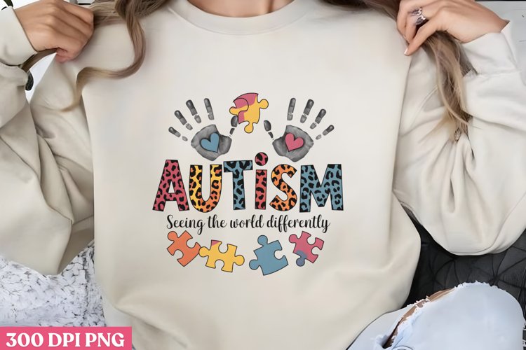 Autism_ Seeing the World PNG, Autism Sublimation PNG