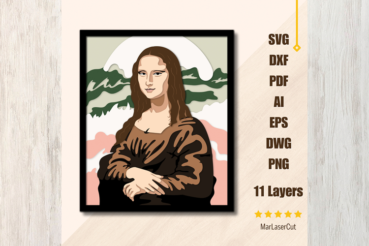 Multilayer Mona Lisa Laser Cut 3D File Mandala SVG Art DXF