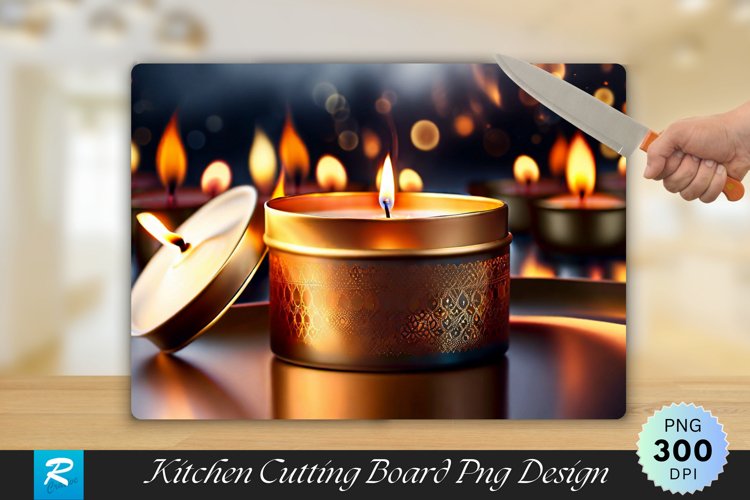 Burning Candle Background Cutting Board sublimation Design example image 1