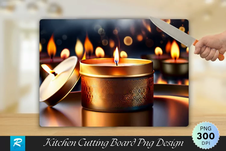Burning Candle Background Cutting Board sublimation Design