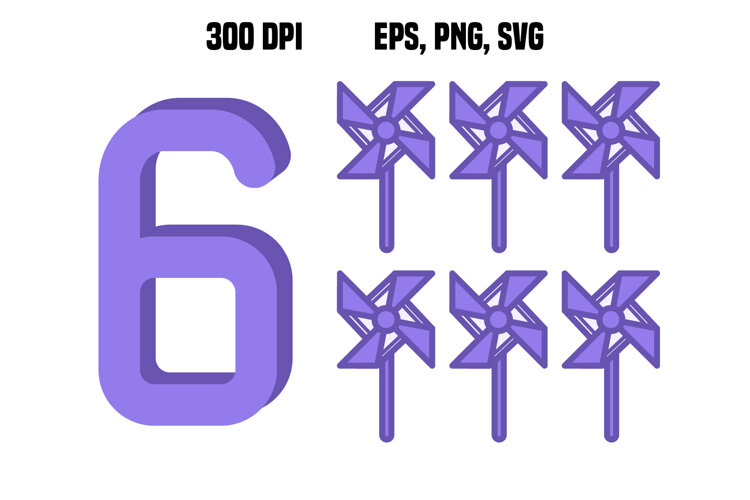 Purple Number Six and Pinwheels example image 1