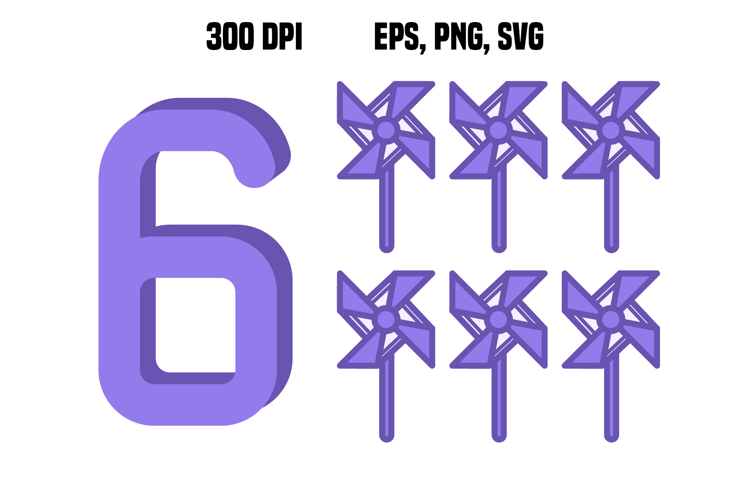 Purple Number Six and Pinwheels