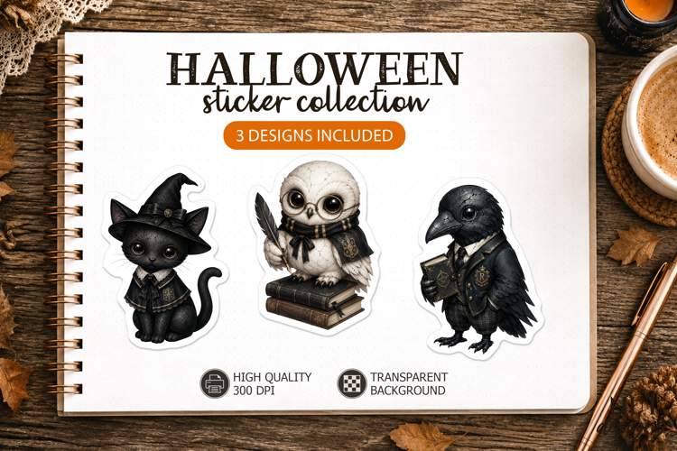 Cute Gothic Halloween Stickers Dark Academia Creepy school