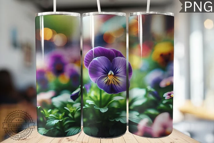 Pansy Flower Tumbler Wrap - Tumbler Design
