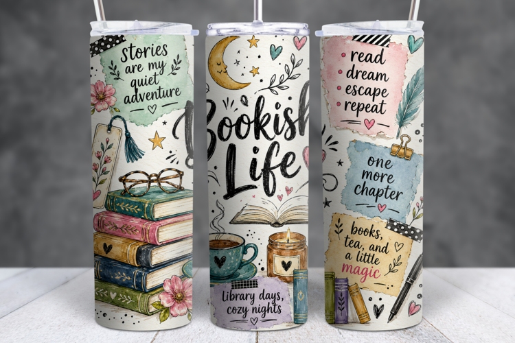 20 oz tumbler png, skinny tumbler png, bookish tumbler, book