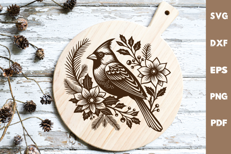Cardinal Bird laser SVG PNG| Christmas Design