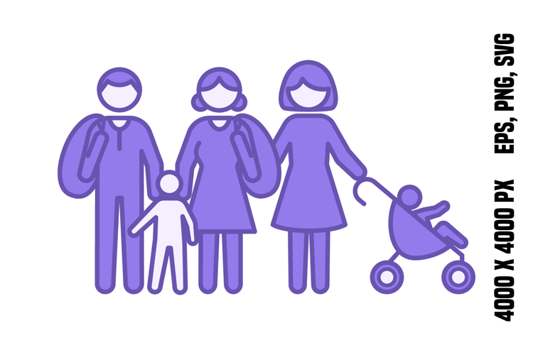 Colored Children and Families Icons