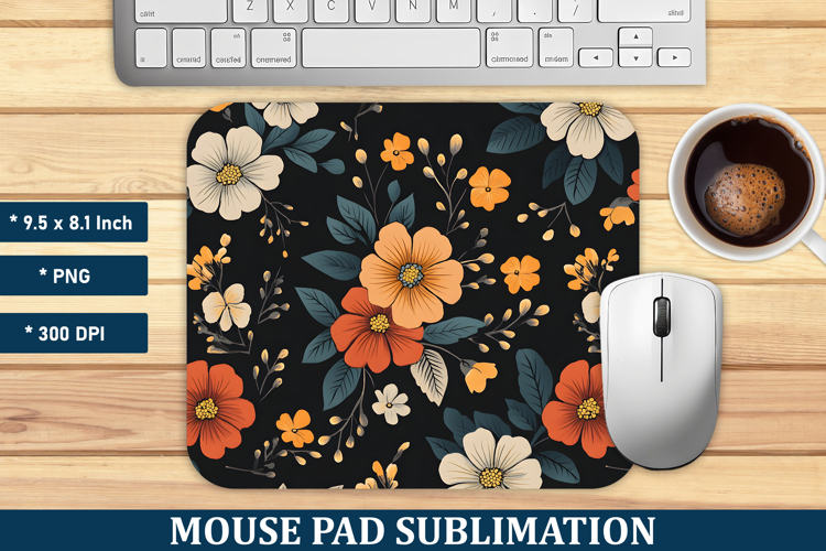 Vintage Flower Pattern Mouse Pad | Mouse Pad Sublimation