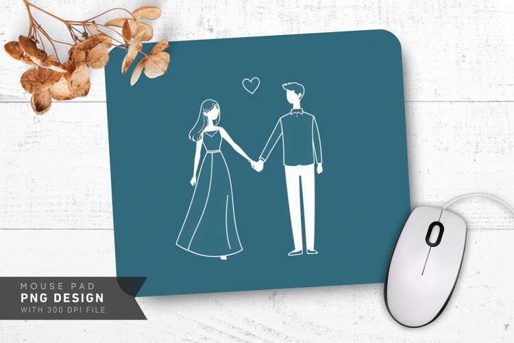 Minimalist Love Line Art Mouse Pad PNG Design example image 1