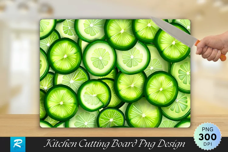 Cucumber Slices Cutting Board Sublimation Design