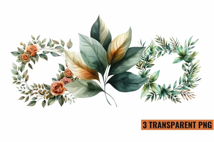 Watercolor Botanical Clipart Sublimation, PNG