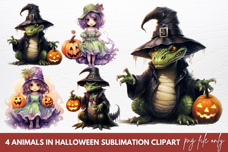 Animals In Halloween Sublimation Clipart