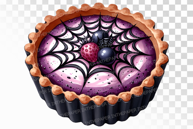 Spooky Spiderweb Tart Halloween Dessert PNG