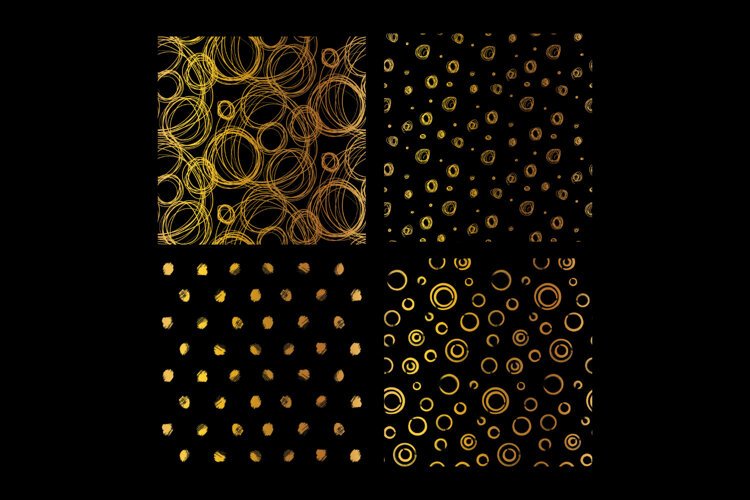 Gold Grunge Seamless Patterns 4 Circular Designs example image 1