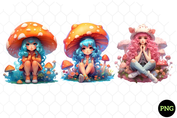 Glitter Mushroom Fairy Sublimation Clipart example image 1