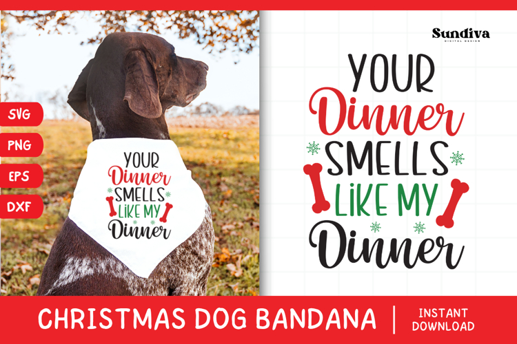 Christmas Dog Bandana Quotes SVG | Smells Like My Dinner