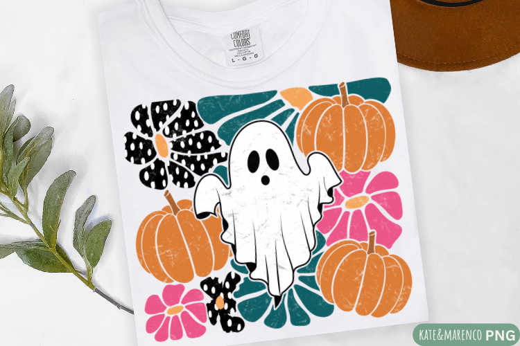 Boho Fall PNG | Boho Floral Ghost PNG | Girl Halloween PNG