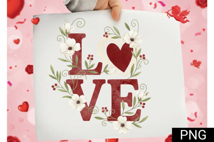 Floral LOVE Valentine’s Sublimation Design