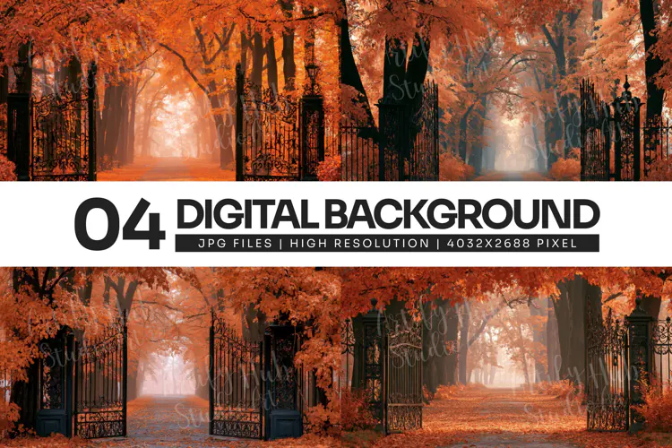 Autumn Forest Gate Pathway Background