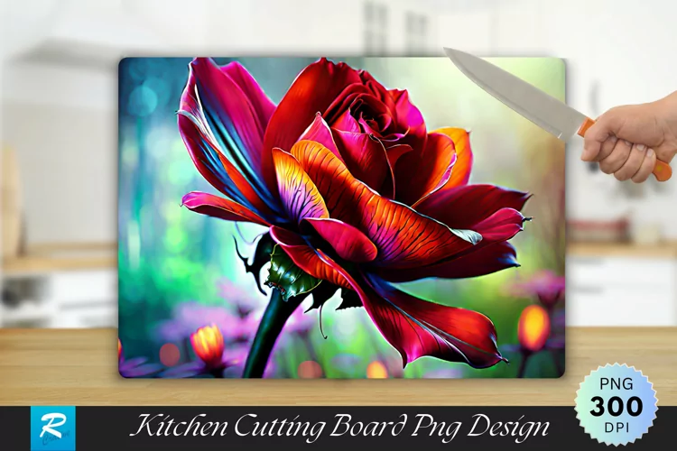 Flower Cutting Board Sublimation Design