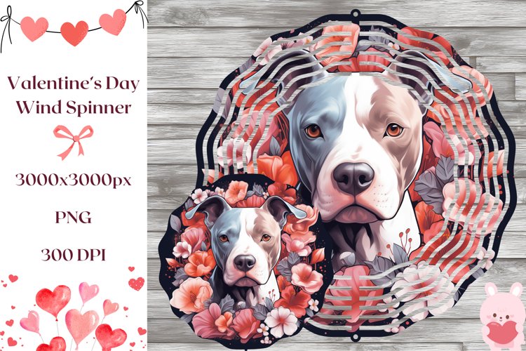 Dog Wind Spinner Sublimation, Pit Bull Wind Spinner Design example image 1