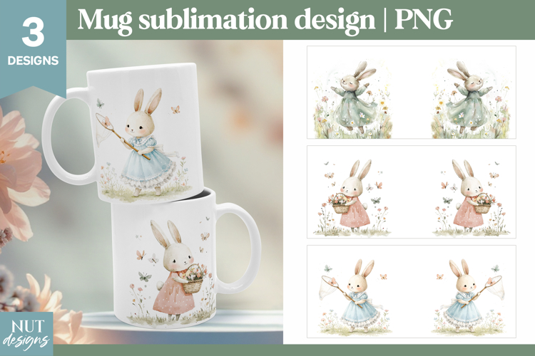 Vintage Bunny Girl Mug Spring Mug sublimation