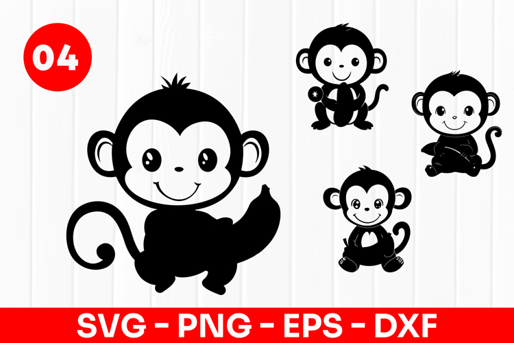 Cute Monkey Cartoon Baby Animal SVG PNG