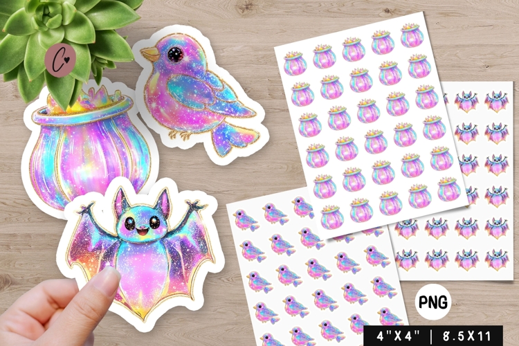 Iridescent Halloween Stickers | Halloween PNG