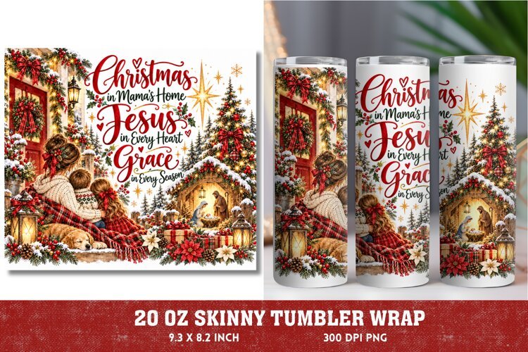 Blessed Mama Christmas 20oz Tumbler Wrap, Christian Mom Chri example image 1