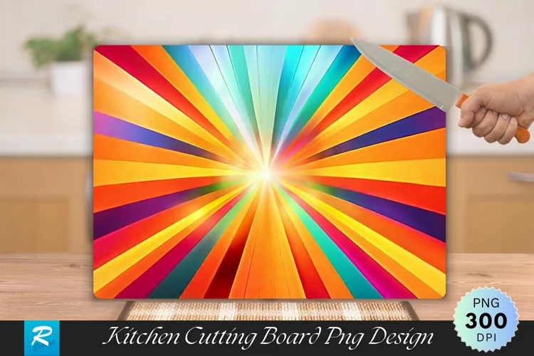 Multicolor Starburst Cutting Board Sublimation Design
