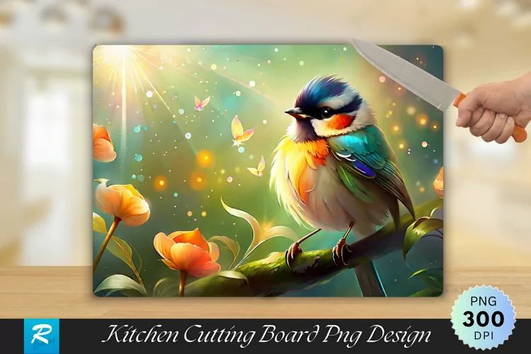 Cute Bird Cutting Board Sublimation Design
