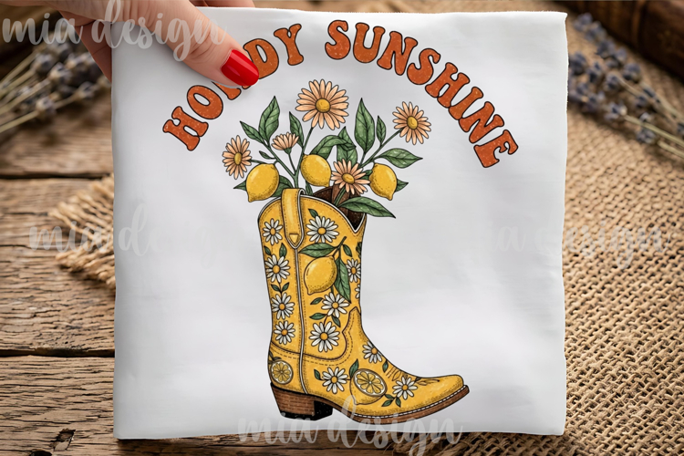 Howdy Sunshine PNG Cowboy Boot Western Sublimation