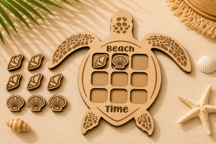 Summer Beach Tic Tac Toe Laser Cut SVG