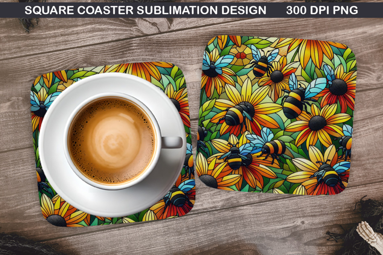 Flowers Coaster Sublimation, Summer Flowers Coaster PNG