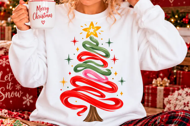 Abstract Christmas Tree Brush Stroke PNG