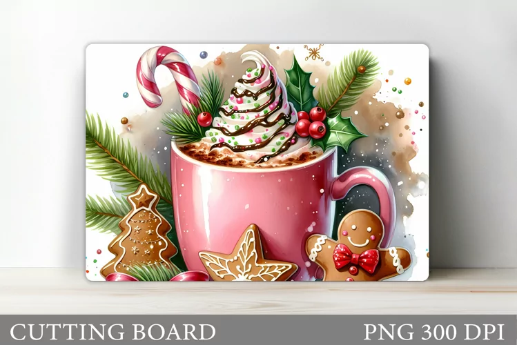 Christmas Drink Cutting Board. Christmas Coffee Sublimation