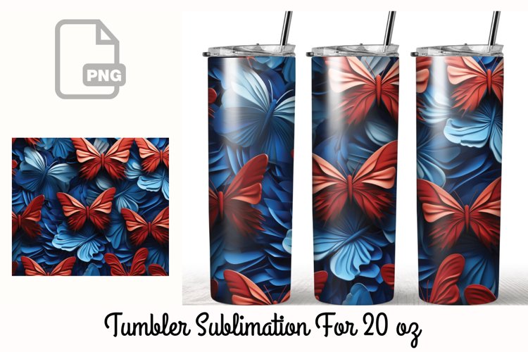 3D Butterfly 20 oz Tumbler Wrap Sublimation