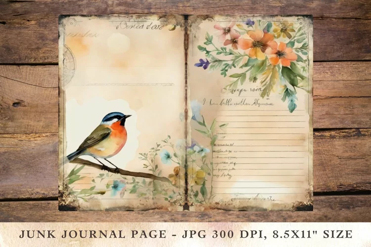 Printable Junk Journal Pages bird 6