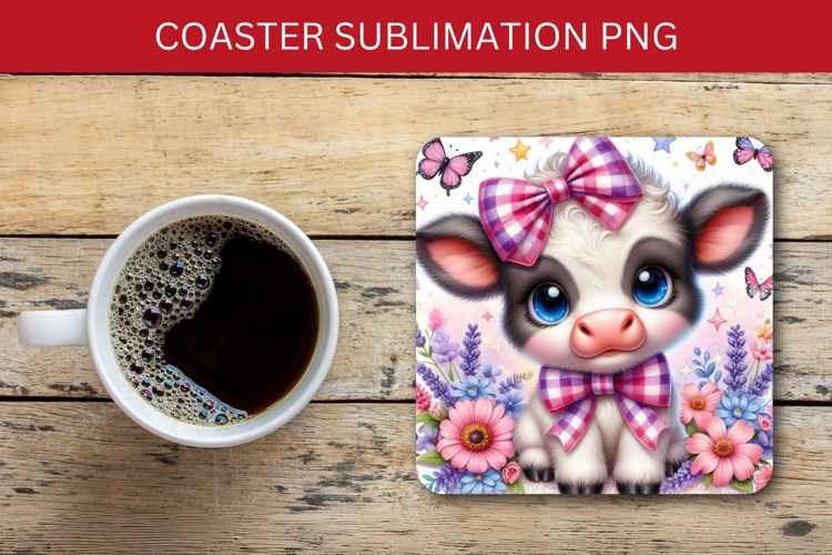 square coaster - baby cow