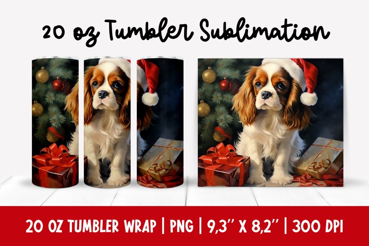 Christmas Cavalier King Charles Spaniel Tumbler Sublimation