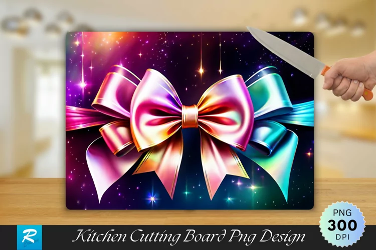 Vibrant Bow Cutting Board Sublimation Design
